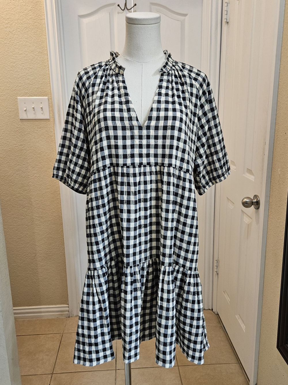 BB Dakota Steve Madden Gingham Tiered Dress – Size M - Picture 3 of 10